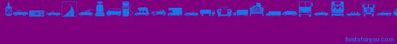 Transportation-Schriftart – Blaue Schriften auf violettem Hintergrund