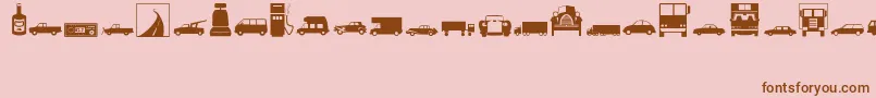 Transportation-Schriftart – Braune Schriften auf rosa Hintergrund