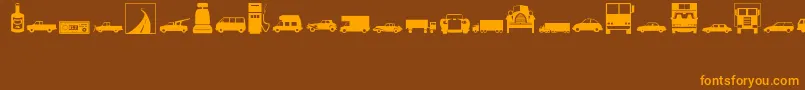 Czcionka Transportation – pomarańczowe czcionki na brązowym tle