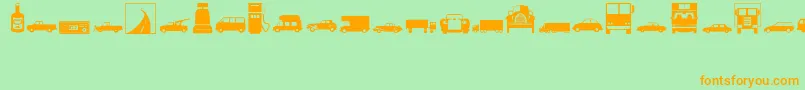Transportation-fontti – oranssit fontit vihreällä taustalla