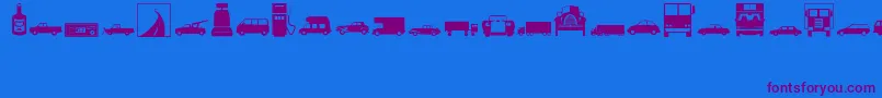 Transportation Font – Purple Fonts on Blue Background