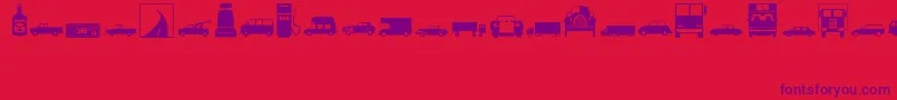 Transportation-Schriftart – Violette Schriften auf rotem Hintergrund