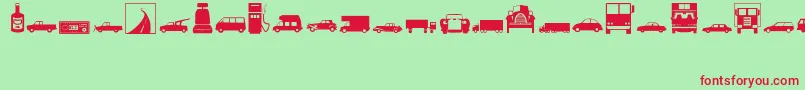 Transportation Font – Red Fonts on Green Background