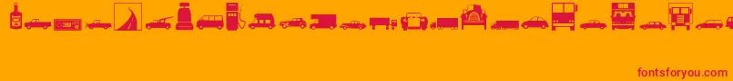Transportation-Schriftart – Rote Schriften auf orangefarbenem Hintergrund