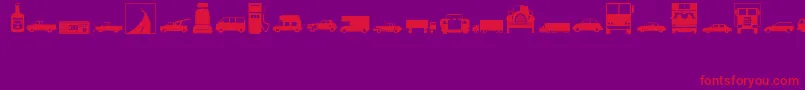 Transportation-Schriftart – Rote Schriften auf violettem Hintergrund