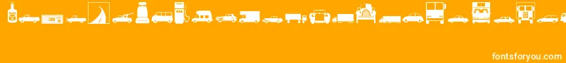 Transportation-Schriftart – Weiße Schriften auf orangefarbenem Hintergrund