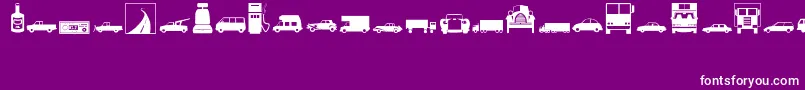 Transportation-fontti – valkoiset fontit violetilla taustalla