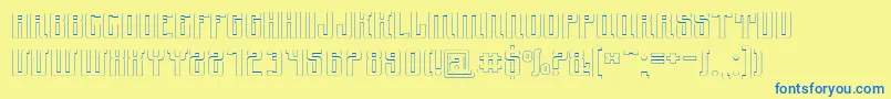 Ynduout-Schriftart – Blaue Schriften auf gelbem Hintergrund