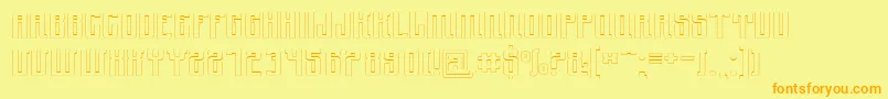 Ynduout-Schriftart – Orangefarbene Schriften auf gelbem Hintergrund