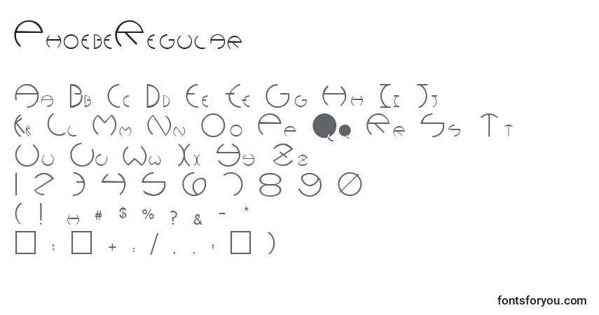 PhoebeRegular Font – alphabet, numbers, special characters
