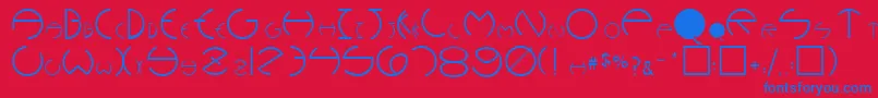 PhoebeRegular-Schriftart – Blaue Schriften auf rotem Hintergrund