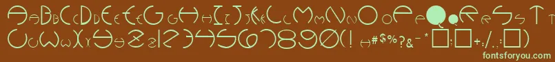 PhoebeRegular-fontti – vihreät fontit ruskealla taustalla