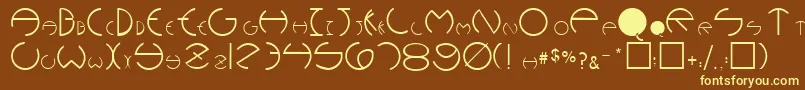 PhoebeRegular-Schriftart – Gelbe Schriften auf braunem Hintergrund