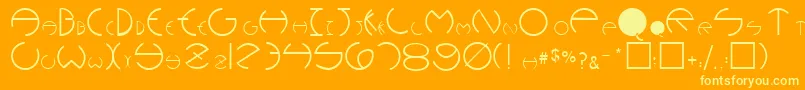 PhoebeRegular-fontti – keltaiset fontit oranssilla taustalla