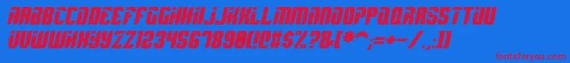 SpyhItalic Font – Red Fonts on Blue Background