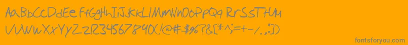 TioemHandwritten-Schriftart – Graue Schriften auf orangefarbenem Hintergrund