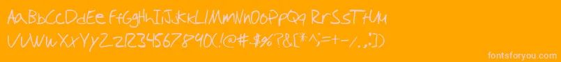 Czcionka TioemHandwritten – różowe czcionki na pomarańczowym tle