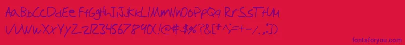 TioemHandwritten Font – Purple Fonts on Red Background