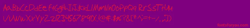 TioemHandwritten-Schriftart – Rote Schriften auf violettem Hintergrund