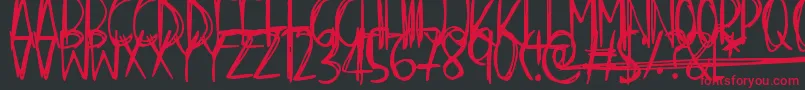 Scraggly-fontti – punaiset fontit mustalla taustalla