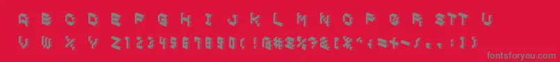 DemoncubicblockfontDark-Schriftart – Graue Schriften auf rotem Hintergrund