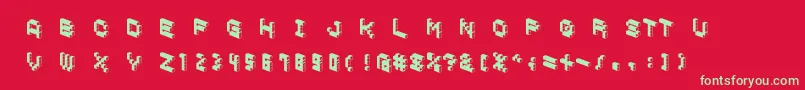 フォントDemoncubicblockfontDark – 赤い背景に緑の文字