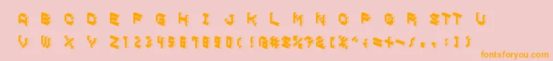 DemoncubicblockfontDark Font – Orange Fonts on Pink Background