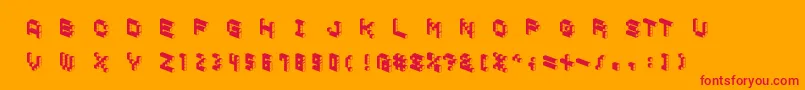 フォントDemoncubicblockfontDark – オレンジの背景に赤い文字