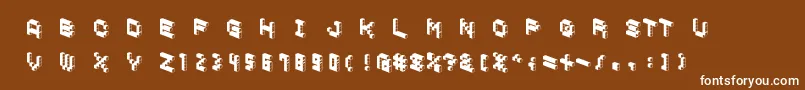 フォントDemoncubicblockfontDark – 茶色の背景に白い文字