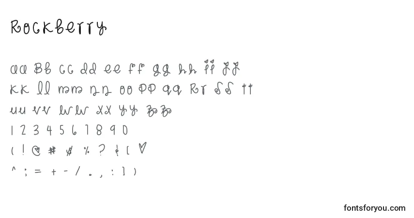 Czcionka Rockberry – alfabet, cyfry, specjalne znaki