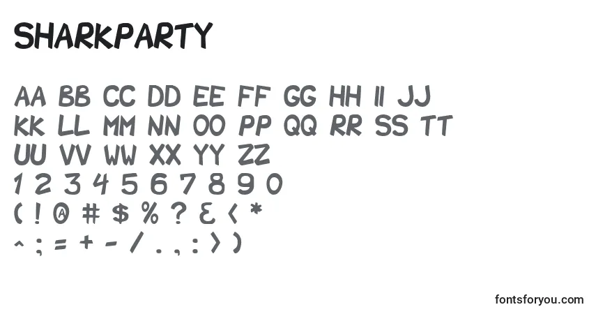 Schriftart SharkParty – Alphabet, Zahlen, spezielle Symbole