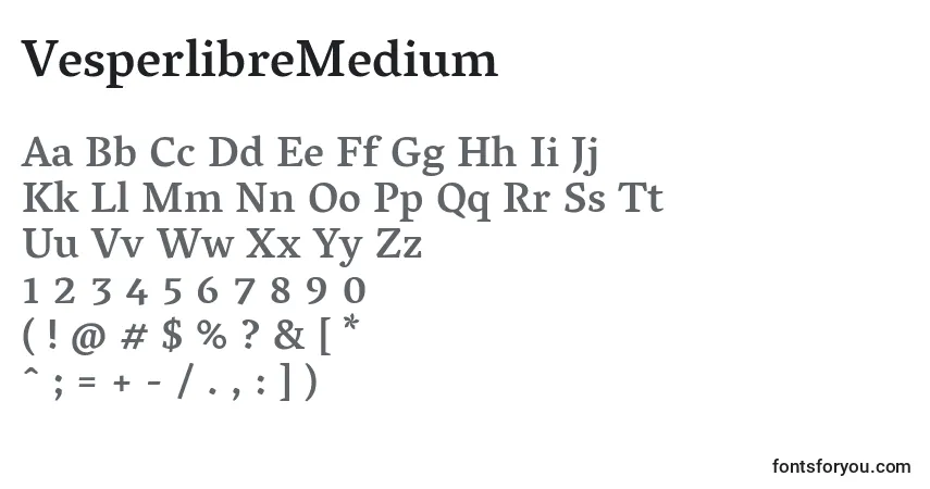 Шрифт VesperlibreMedium – алфавит, цифры, специальные символы