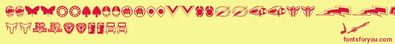 Sentai30Dingbats Font – Red Fonts on Yellow Background