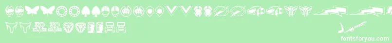 フォントSentai30Dingbats – 緑の背景に白い文字