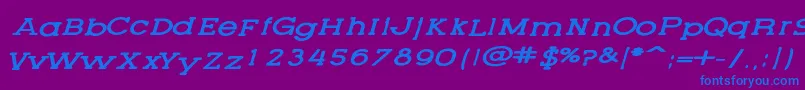 LetteringsetnewItalic-Schriftart – Blaue Schriften auf violettem Hintergrund