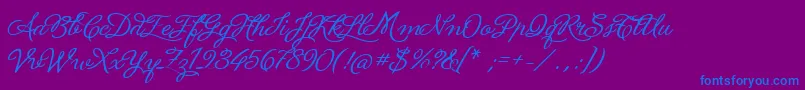 LaPorteniaDeLaBoca-Schriftart – Blaue Schriften auf violettem Hintergrund