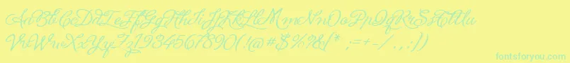 Fonte LaPorteniaDeLaBoca – fontes verdes em um fundo amarelo