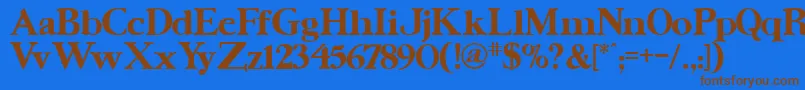 フォントUrsaserifBold – 茶色の文字が青い背景にあります。