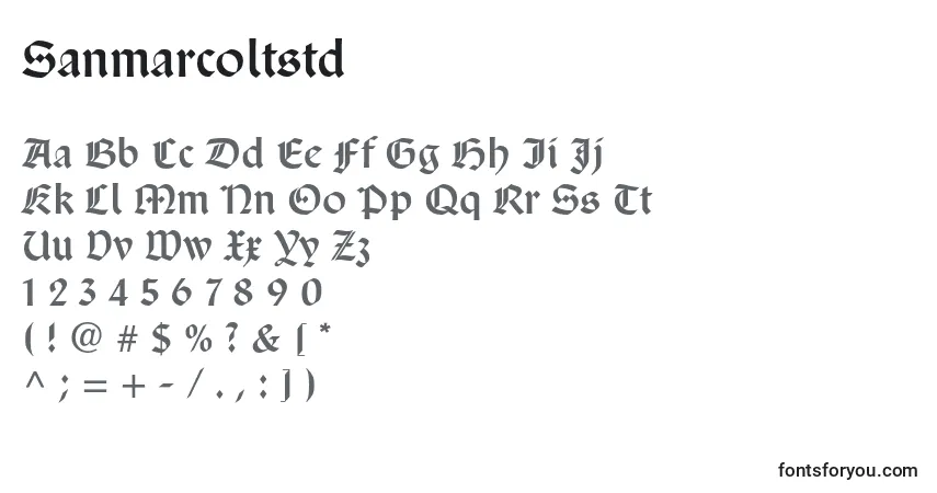 Czcionka Sanmarcoltstd – alfabet, cyfry, specjalne znaki