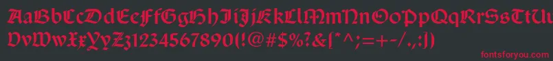 フォントSanmarcoltstd – 黒い背景に赤い文字
