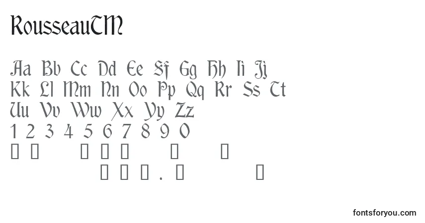 Schriftart RousseauTM – Alphabet, Zahlen, spezielle Symbole