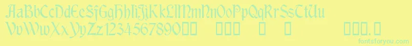 RousseauTM Font – Green Fonts on Yellow Background