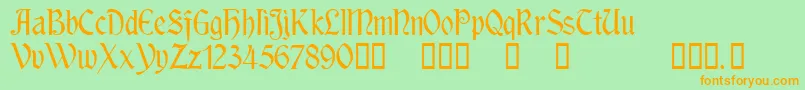 RousseauTM Font – Orange Fonts on Green Background