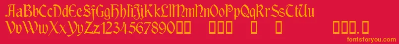 RousseauTM-Schriftart – Orangefarbene Schriften auf rotem Hintergrund
