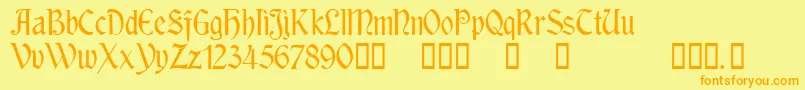 RousseauTM Font – Orange Fonts on Yellow Background