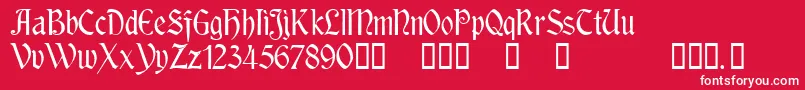 RousseauTM-Schriftart – Weiße Schriften auf rotem Hintergrund