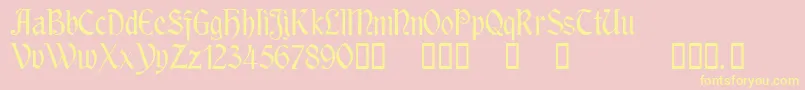 RousseauTM-fontti – keltaiset fontit vaaleanpunaisella taustalla