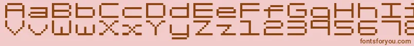 FixedV0-fontti – ruskeat fontit vaaleanpunaisella taustalla