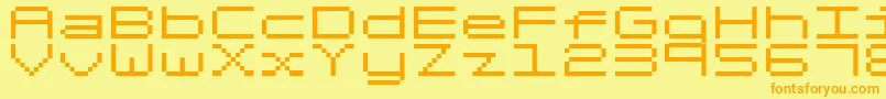 FixedV0-fontti – oranssit fontit keltaisella taustalla