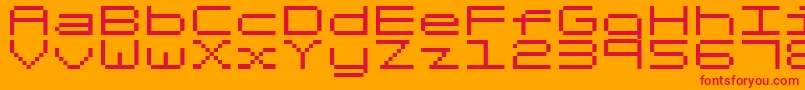 FixedV0 Font – Red Fonts on Orange Background
